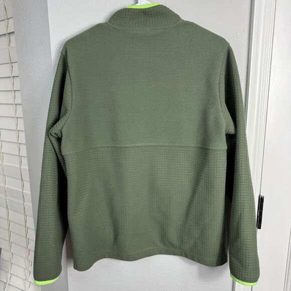Lands End Men's Grid Fleece Full Zip Jacket 100% Polyester Beetle/Green Size S - Picture 3 of 7